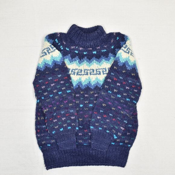 VTG Nuca Huasi Ecuador Men's Pullover Sweater 100% Wool Blue Size XL Heavy - Picture 2 of 8